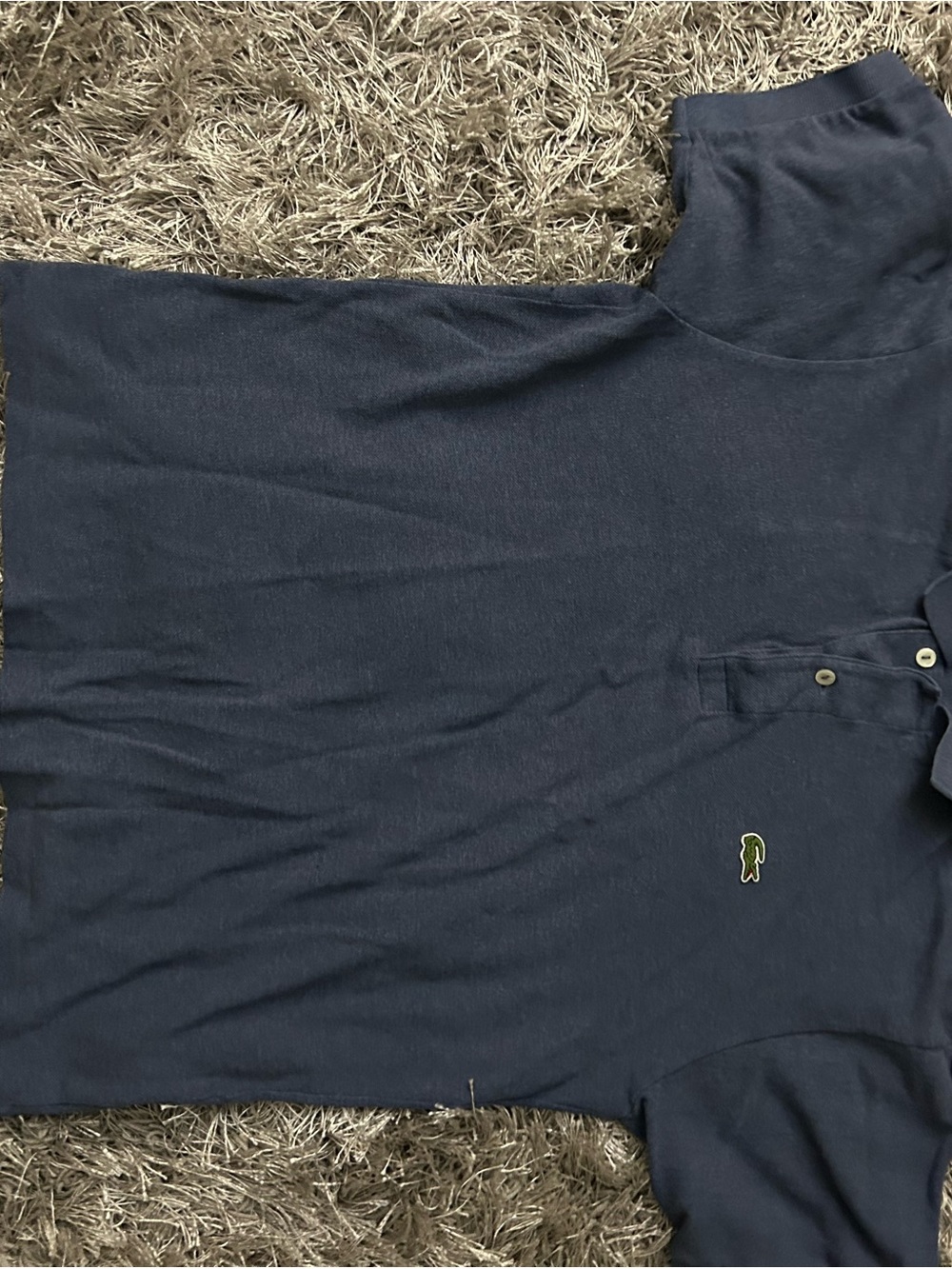 Lacoste Men's Dark Blue Polo with Green Croc Logo